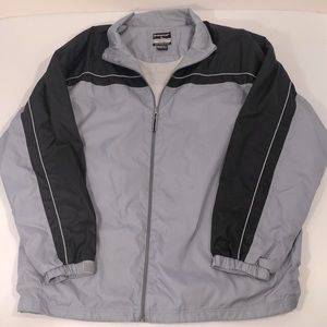 Dunlop men’s gray and black striped windbreaker, Sz XL